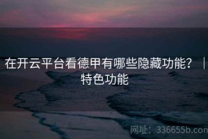 在开云平台看德甲有哪些隐藏功能？｜特色功能