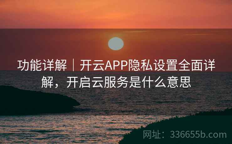 功能详解｜开云APP隐私设置全面详解，开启云服务是什么意思